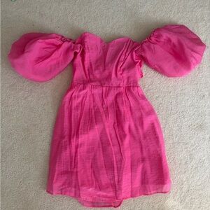 H&M hot pink off the shoulder balloon sleeve dress size small